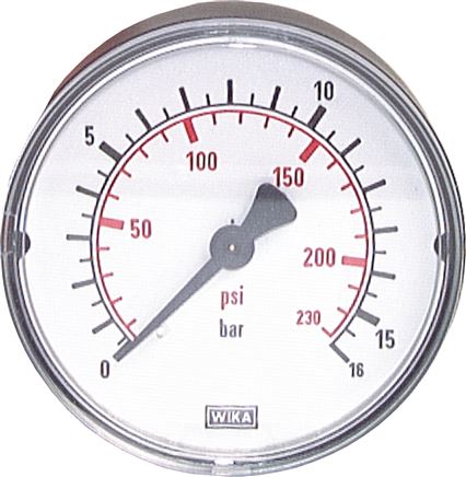 Manometer waagerecht (KU/Ms), 50mm, 0 - 16 bar, G 1/4"