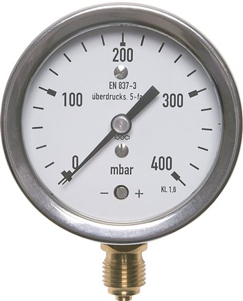 Manometer senkrecht 63mm, -40 bis 20 mbar, G 1/4"