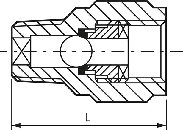 Mini-Rückschlagventil R/Rp 1/4" (AG/IG), Messing vernickelt, ohne Feder