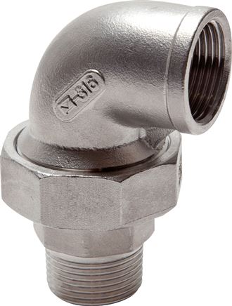 Winkel-Verschraubung flach dichtend Rp/R 1-1/4"(IG/AG), Edelstahl