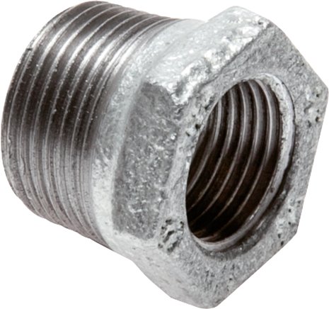 Reduziernippel R 2"(AG)-Rp 1/2"(IG), Temperguss verzinkt