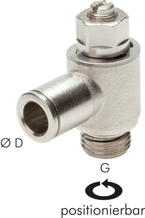 Winkel-Drosselrückschlagventil G 1/4"-8mm,abluftregelnd (Standard), Messing