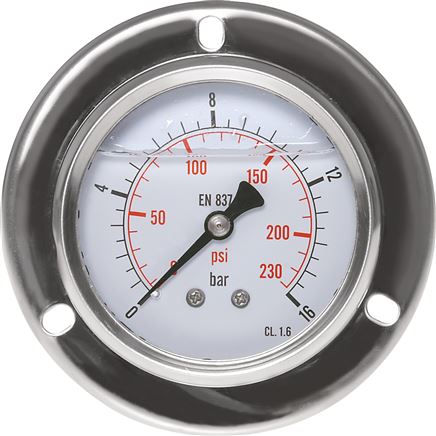 Glycerin-Einbaumanometer,Frontring, 63mm, 0 - 250 bar -Eco-Line