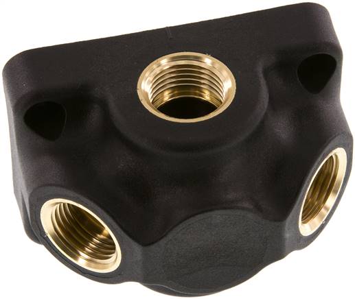 Wanddose (Luftweiche) G 1/2"-2 x G 1/2", Endverteilerdose ohne Durchgangsgewinde