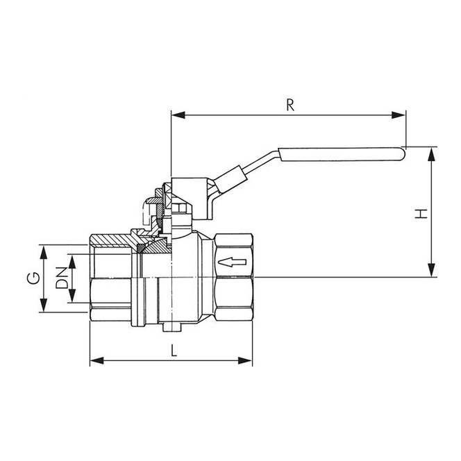 Valvola a sfera in ottone con foro di sfiato G 1/2", PN 14