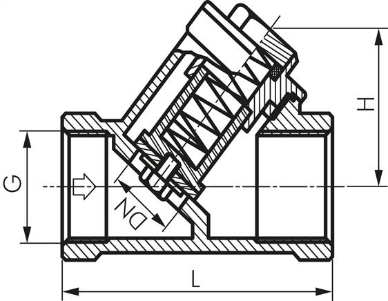 Schrägsitz-Rückschlagventil, G 1/2", PN 40, Edelstahl