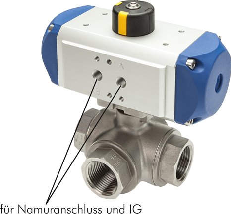 Pneumat. 3-Wege-Kugelhahn (T2), einfachwirkend, G 1/4", ES