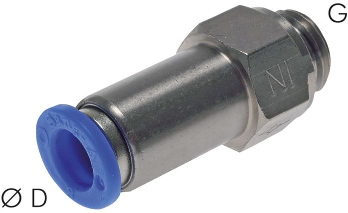 Rückschlagventil G 1/4"-8mm, Durchfluss vom Schlauch zum Gewinde, IQS-Standard