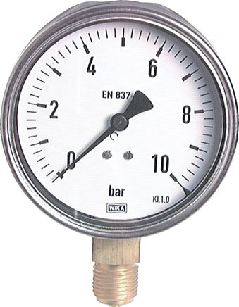 Manometer senkrecht (CrNi/Ms), 100mm, 0 - 400 bar