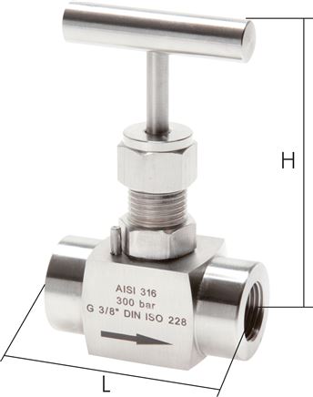 Nadel-Absperrventil, Edelstahl, G 1/2", PN 300 (ECO)