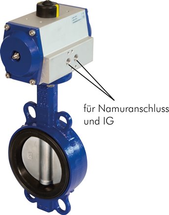 Pneum. Klappe DN250-PN16 (DIN/EN) GGG40/Edelstahl/FKM,  Feder-schließend