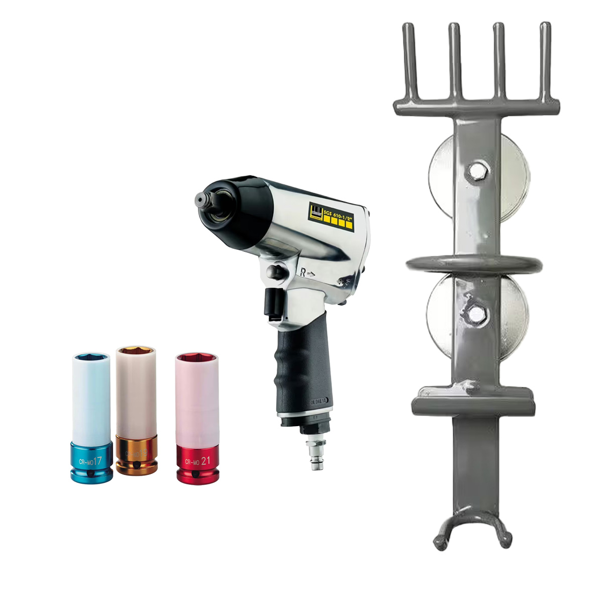 AKTION Set Schneider-Schlagschrauber SGS 610-G1/2 + AGRE 1/2"-Steckschlüssel-Set für Felgenmontage + AGRE Magnetischer Wandhalter