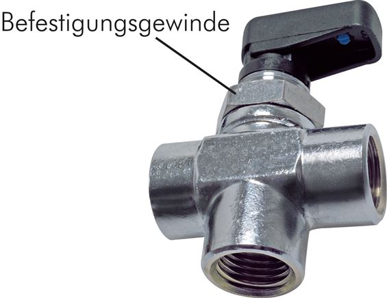 3-Wege T-Kugelhahn, Messing, T-Bohrung, G 3/8", PN 20