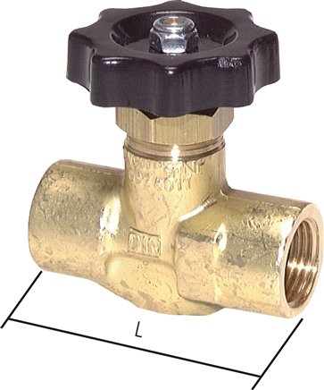 Nadel-Absperrventil, Messing, G 1/4" (IG), -0,9 bis 40bar