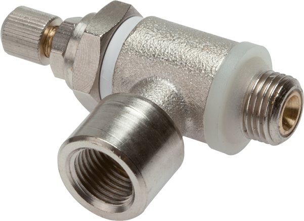 Drosselrückschlagventil G 1/8", abluftregelnd (B), Messing, Rändelschraube und Kontermutter