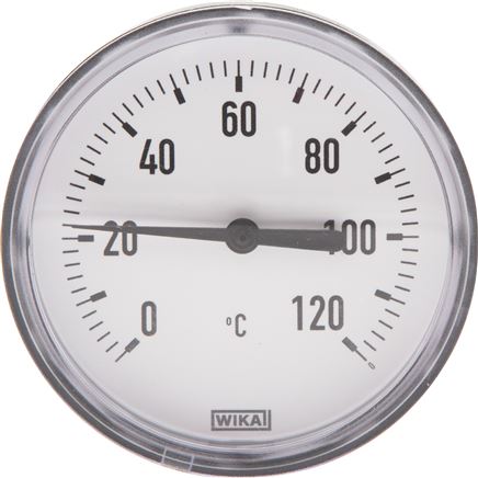Bimetallthermometer, waagerecht D63/0 bis +60°C/60mm, Kunststoffgehäuse