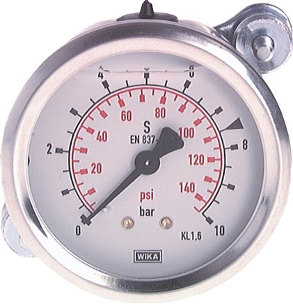 Glycerin-Einbaumanometer, 3kt-Frontring, 100mm, 0 - 600 bar