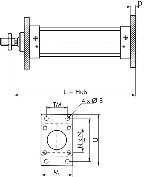 ISO 15552-Flanschbefestigung 63 mm, Stahl verzinkt