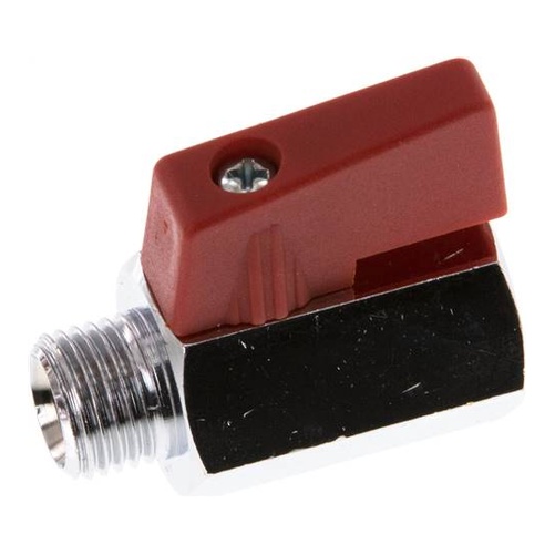 Mini valvola a sfera in ottone G 1/4" filettatura interna / filettatura esterna, PN 15, maniglia a T