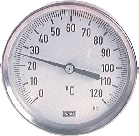 Bimetallthermometer, waagerecht D63/0 bis +120°C/63mm, Edelstahl