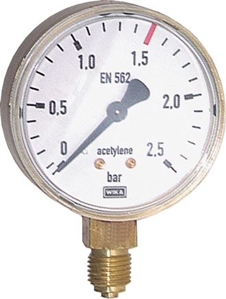 Schweißtechnik-Manometer 63mm, 0 - 40 bar, Acetylen (C2H2)