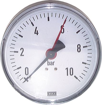 Manometer waagerecht, 100mm, 0 - 16 bar