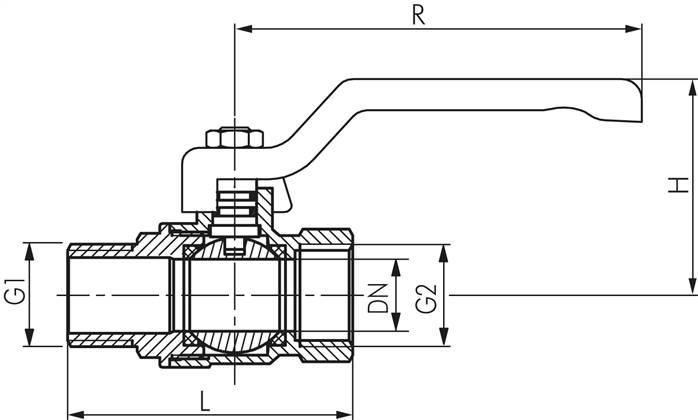 Messing-Kugelhahn, Eco-Line, R 1/2" / Rp 1/2", 0 bis 25bar -Eco-Line, Knebelgriff