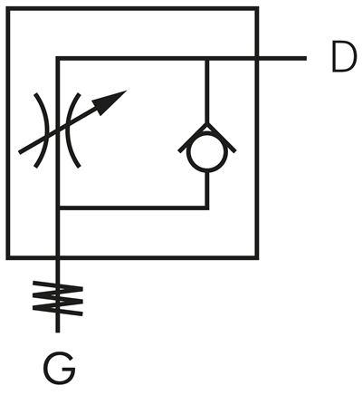 Winkel-Drosselrückschlagventil M 5-4mm,abluftregelnd (Standard), Messing, Eco