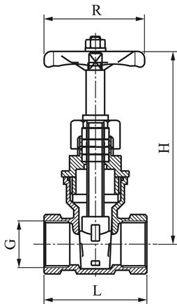 Muffen-Absperrschieber, Messing, G 4", PN 20