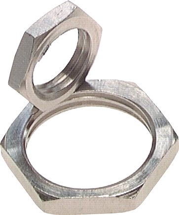 Sechskant-Gegenmutter M 12x0,75, Messing vernickelt