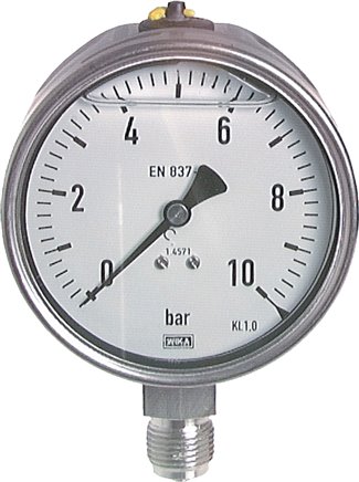 Chemie-Glycerin-Manometer senkrecht,100mm, 0 - 2,5 bar