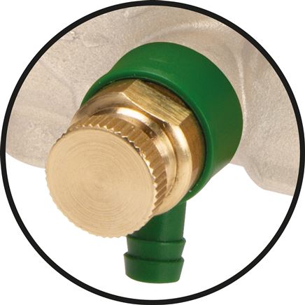 Schrägsitz-Absperrventil, Rp 1", PN 10, Messing, DVGW, mit Entleerung