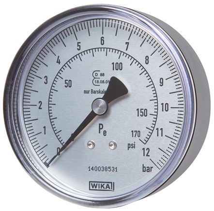 Manometer f. HRF 80mm, 0 - 12 bar, R 1/4"