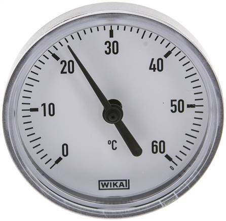 Bimetallthermometer, waagerecht D63/0 bis +60°C/40mm, Kunststoffgehäuse