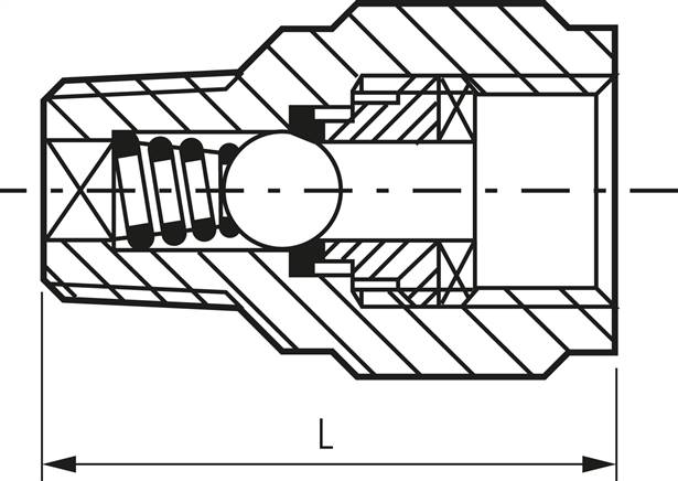 Mini-Rückschlagventil R/Rp 1/4" (AG/IG), Messing vernickelt, Dichtung FKM