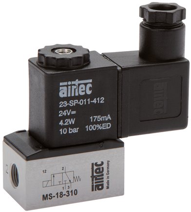 3/2-Wege Magnetventil, M 5, 12 V=, Federrückstellung (NC)