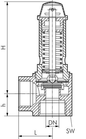 TÜV-Ecksicherheitsventil G 1/2" (IG), 10,5 bar Typ SVGI 12 10-10,5