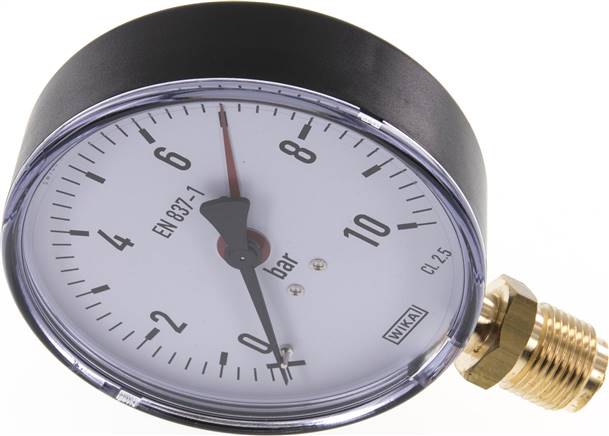 Manometer senkrecht, 100mm, 0 - 10 bar