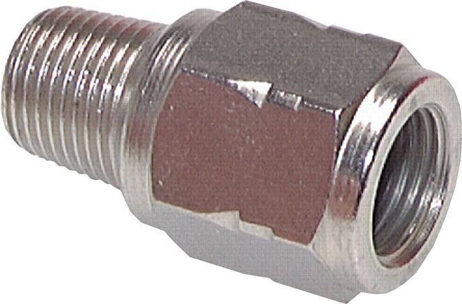 Mini-Rückschlagventil R/Rp 1/4" (AG/IG), Messing vernickelt, Dichtung FKM