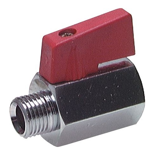 Messing-Minikugelhahn G 1/2" Innengewinde / Außengewinde, PN 15, Knebelgriff